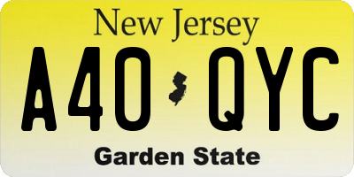 NJ license plate A40QYC