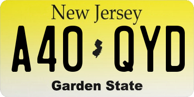 NJ license plate A40QYD