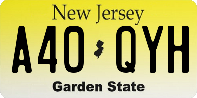 NJ license plate A40QYH