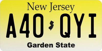NJ license plate A40QYI