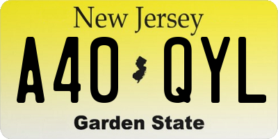 NJ license plate A40QYL