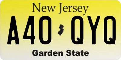 NJ license plate A40QYQ