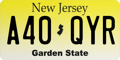 NJ license plate A40QYR