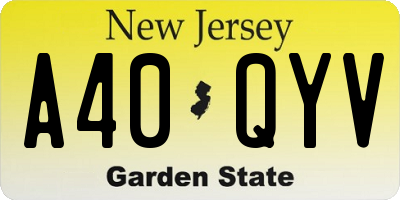 NJ license plate A40QYV