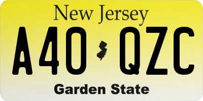 NJ license plate A40QZC