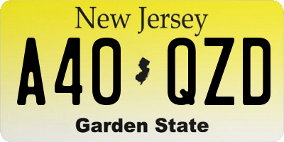 NJ license plate A40QZD