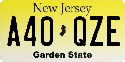 NJ license plate A40QZE