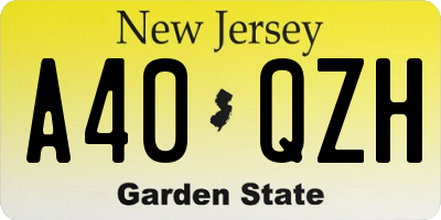 NJ license plate A40QZH