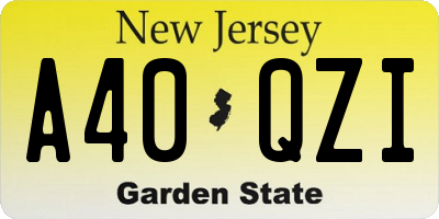 NJ license plate A40QZI