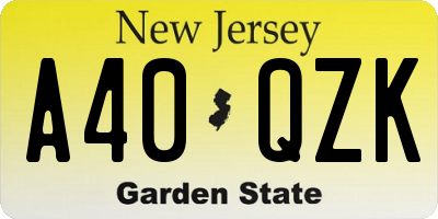NJ license plate A40QZK