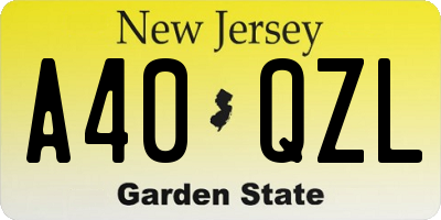 NJ license plate A40QZL