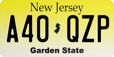 NJ license plate A40QZP