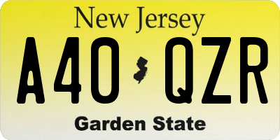 NJ license plate A40QZR