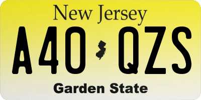 NJ license plate A40QZS