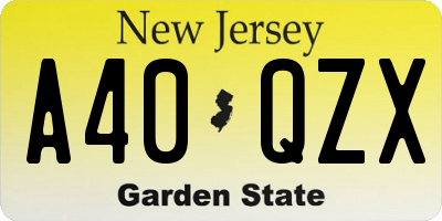 NJ license plate A40QZX