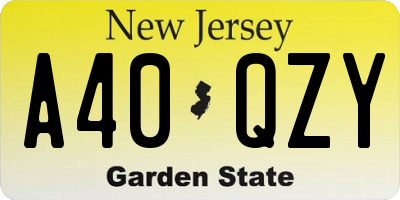NJ license plate A40QZY