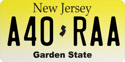 NJ license plate A40RAA