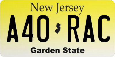 NJ license plate A40RAC