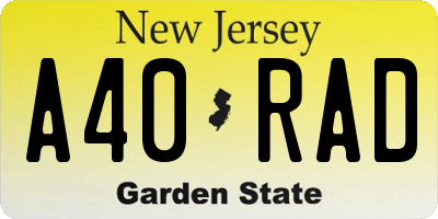 NJ license plate A40RAD