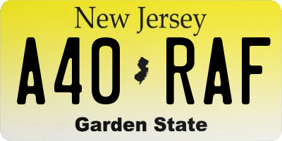 NJ license plate A40RAF