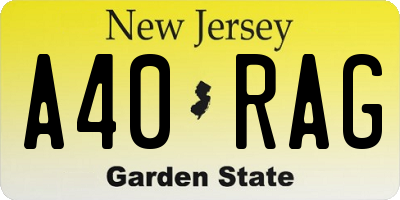 NJ license plate A40RAG