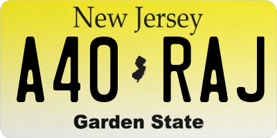 NJ license plate A40RAJ
