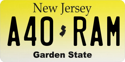 NJ license plate A40RAM