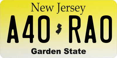 NJ license plate A40RAO