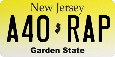 NJ license plate A40RAP
