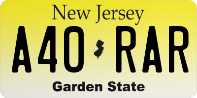 NJ license plate A40RAR