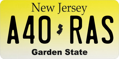 NJ license plate A40RAS