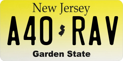 NJ license plate A40RAV
