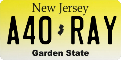 NJ license plate A40RAY