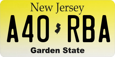 NJ license plate A40RBA