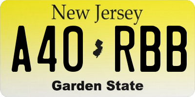 NJ license plate A40RBB