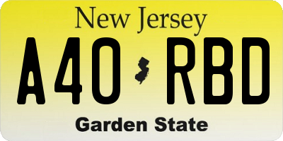 NJ license plate A40RBD