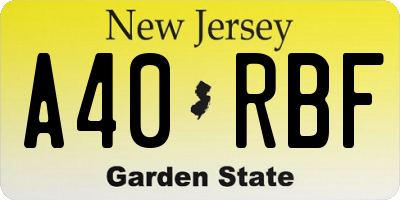 NJ license plate A40RBF