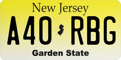NJ license plate A40RBG