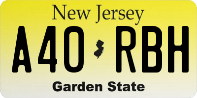 NJ license plate A40RBH