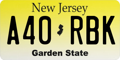 NJ license plate A40RBK
