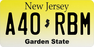 NJ license plate A40RBM