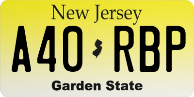 NJ license plate A40RBP
