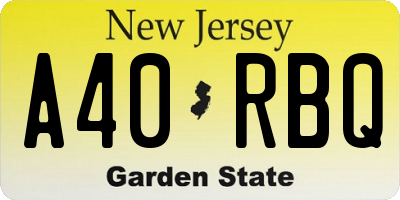 NJ license plate A40RBQ