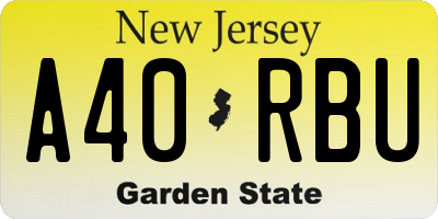 NJ license plate A40RBU