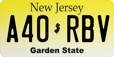 NJ license plate A40RBV