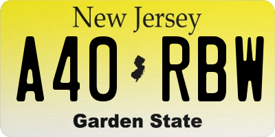 NJ license plate A40RBW