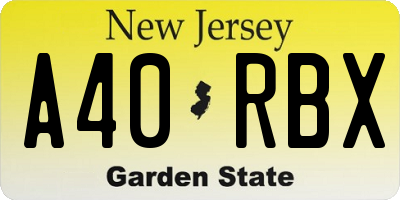 NJ license plate A40RBX