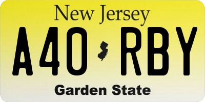 NJ license plate A40RBY