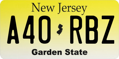 NJ license plate A40RBZ