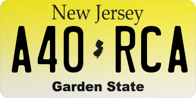 NJ license plate A40RCA